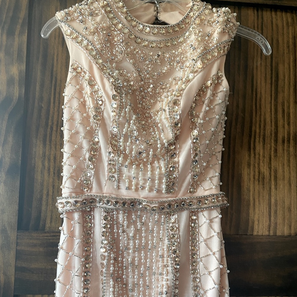 Jovani Pink/Blush beaded Homecoming Dress